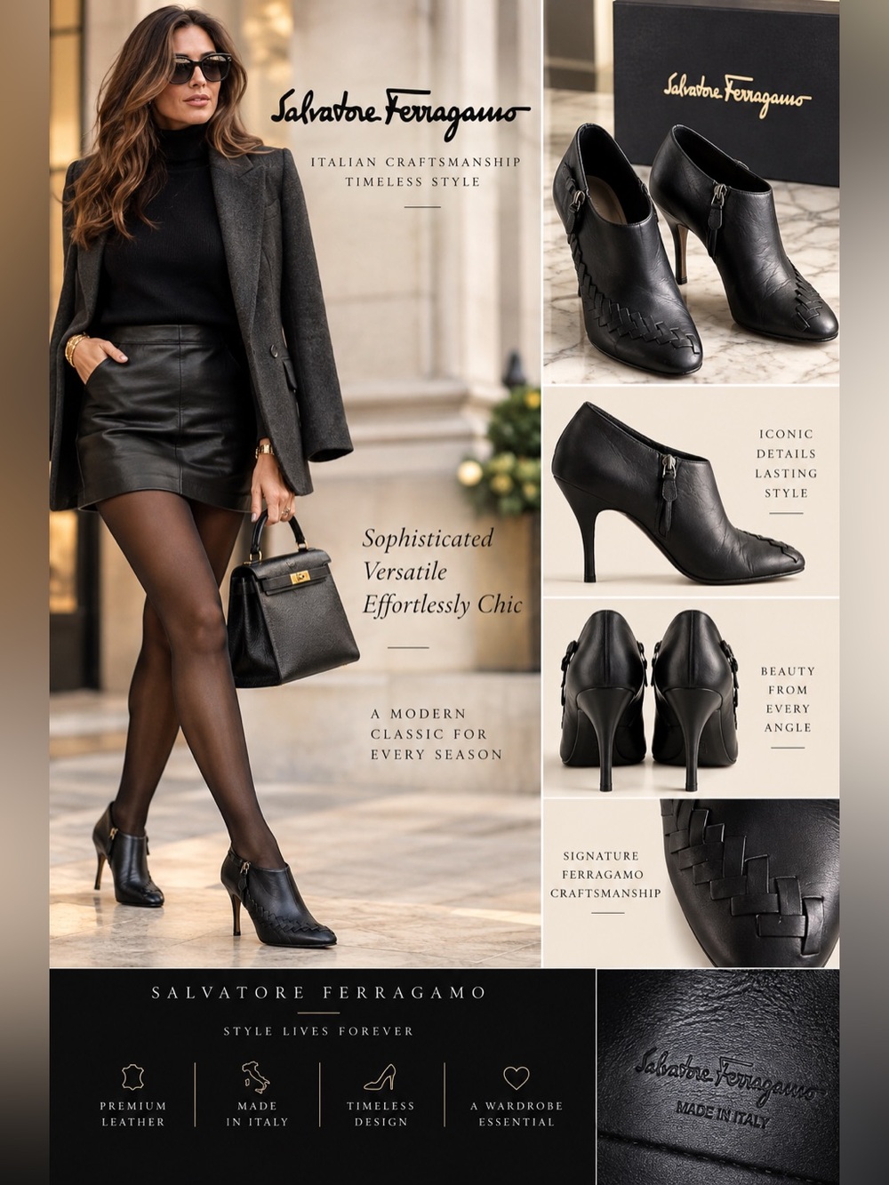 Salvatore Ferragamo Black Booties Shoes OFFERS WELCOME!